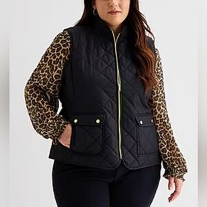 St Johns Bay Women Midnight Black Vest Jacket Size 2X NWT